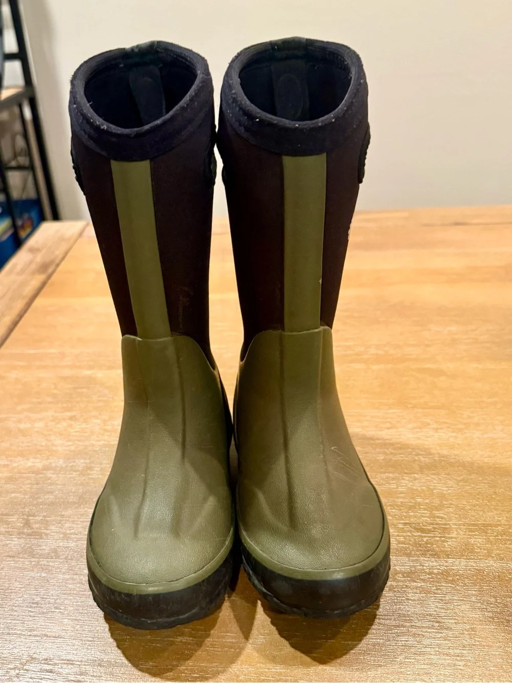 Oaki Kids Neoprene Rain/Snow Boots Forest Green Brown Size 10